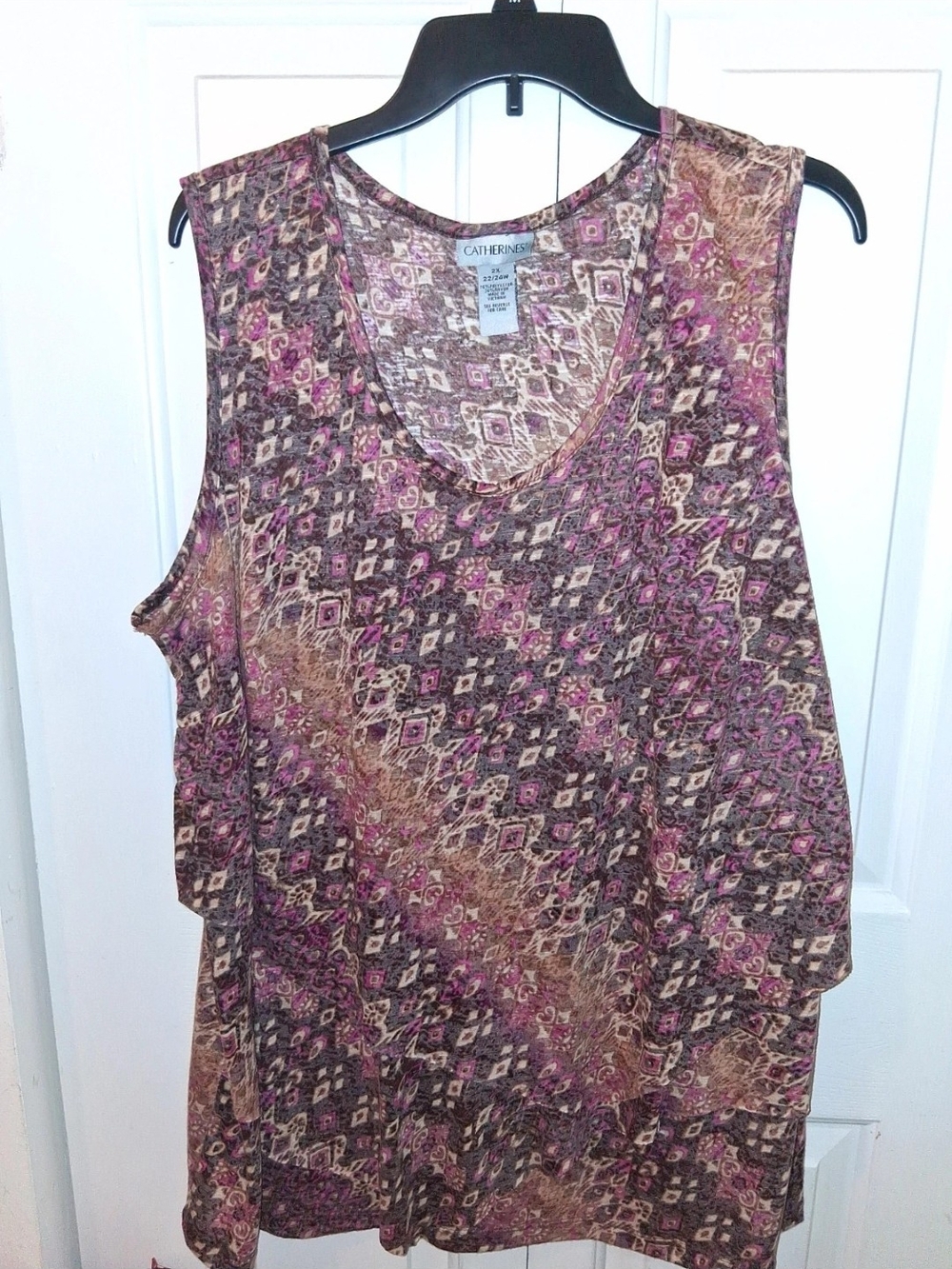 0Catherines Purple Brown Print Sleeveless Knit Tank Size 2xl Box#90